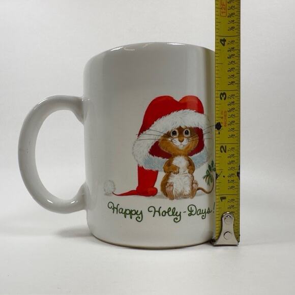 Hallmark Mugs Holly Days Merry Christmas Mouse Coffee Cup Japan 1983 12 oz VTG - Picture 7 of 10